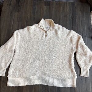 American Eagle Outfitters Cream Button-Up Sweater